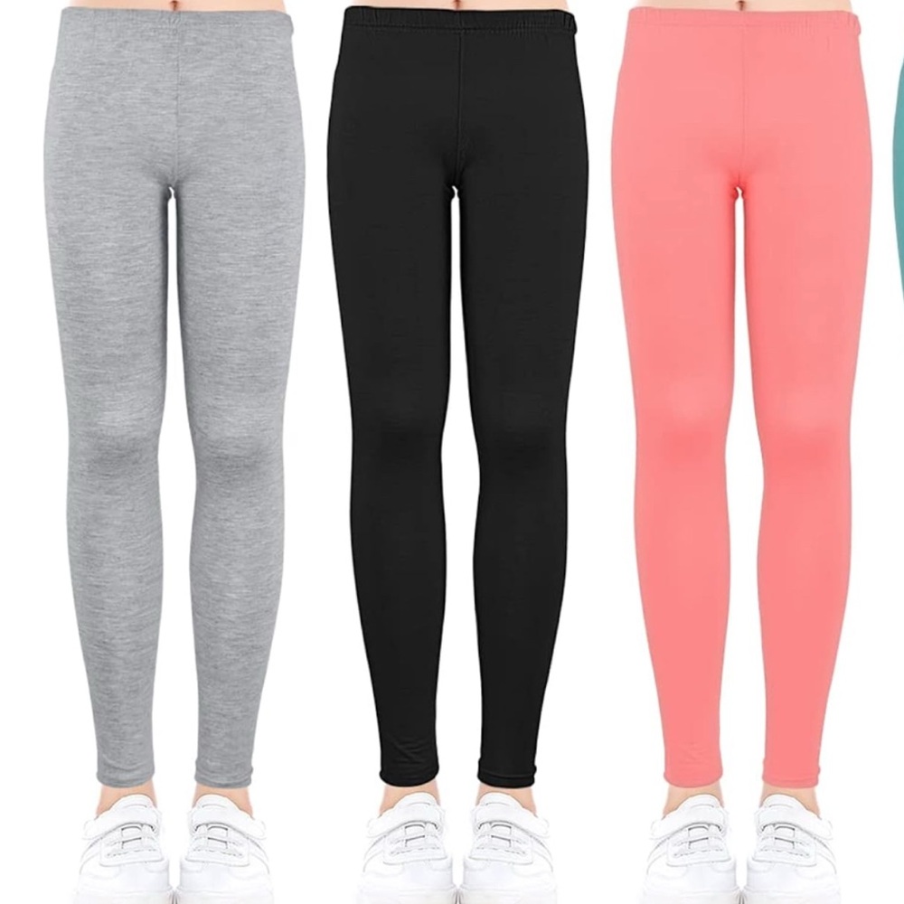 Kids Leggings Set - Gray, Black, and Pink ZukoCert Girls Leggings Multipack